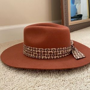 Wyeth rust wide brim fedora hat